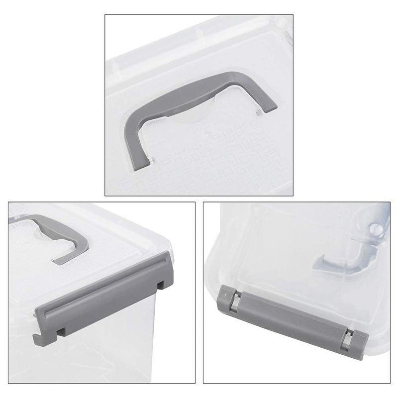 Vababa 6-Pack 3 L Clear Plastic Latch Storage Boxes with Gray Lids - Image 3